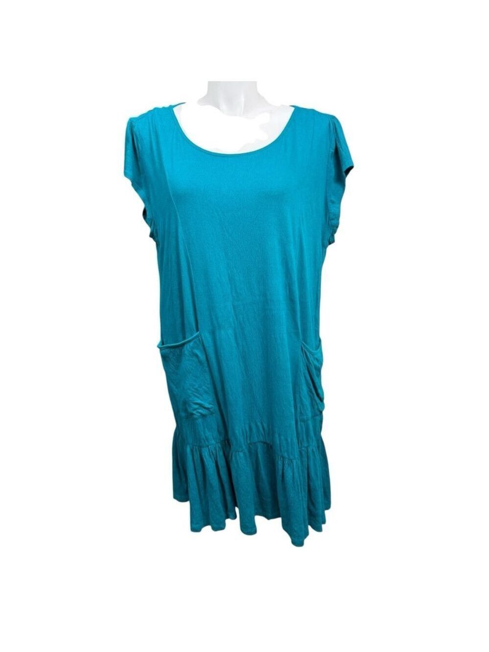 Soft Surroundings Teal Cotton Blend Pocket Maxi Dress PXL